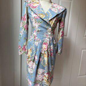 READ Vintage 80's Jessica Howard Light Blue Floral Printed Fitted dress